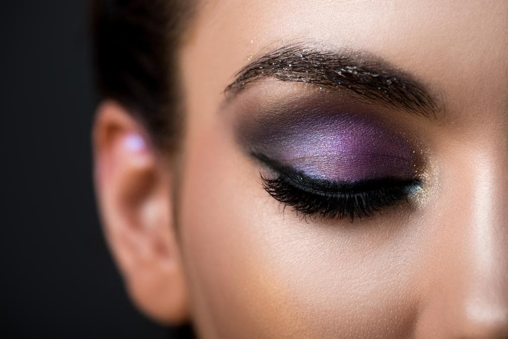 girl eye makeup with glitter eyeshadows
