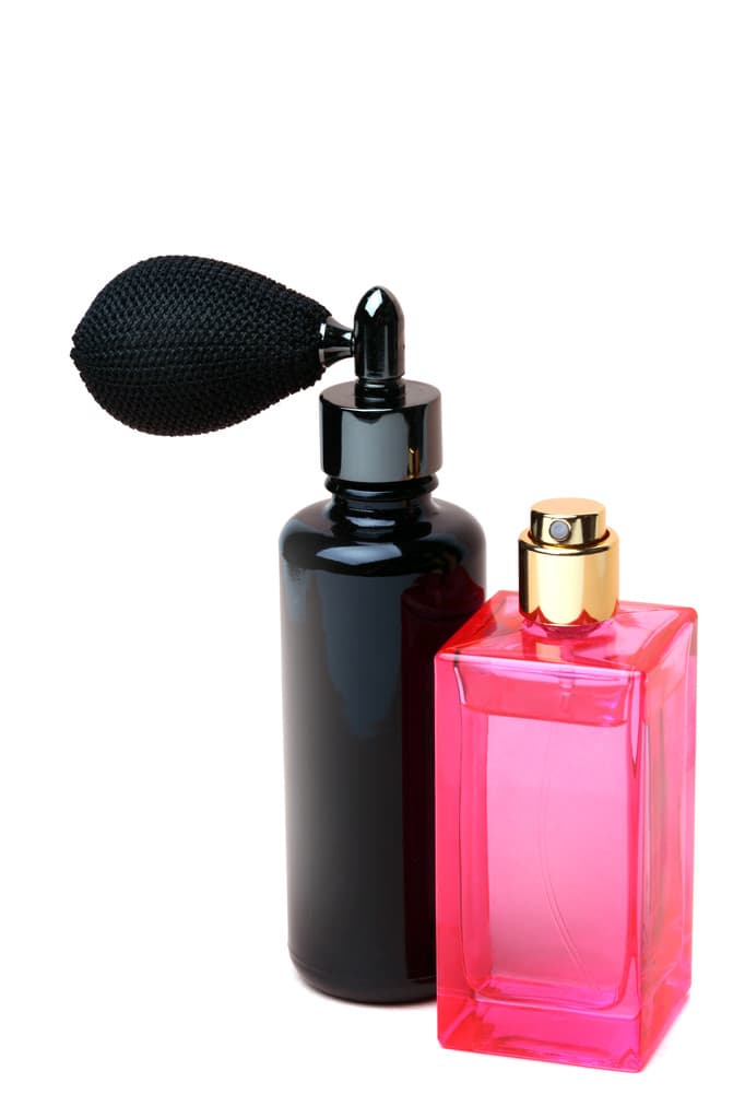 Black and pink perfume bottles, men and women fragrances